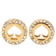 Kate Spade Spot The Spade Pave Halo Spade Studs Earrings in Clear/ Gold o0ru2605