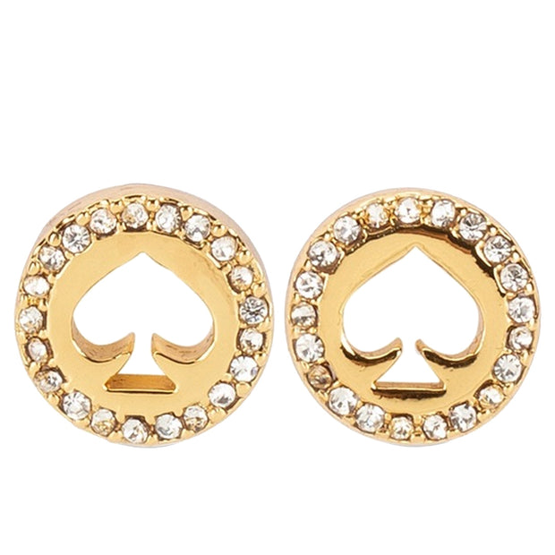 Kate Spade Spot The Spade Pave Halo Spade Studs Earrings in Clear/ Gold o0ru2605