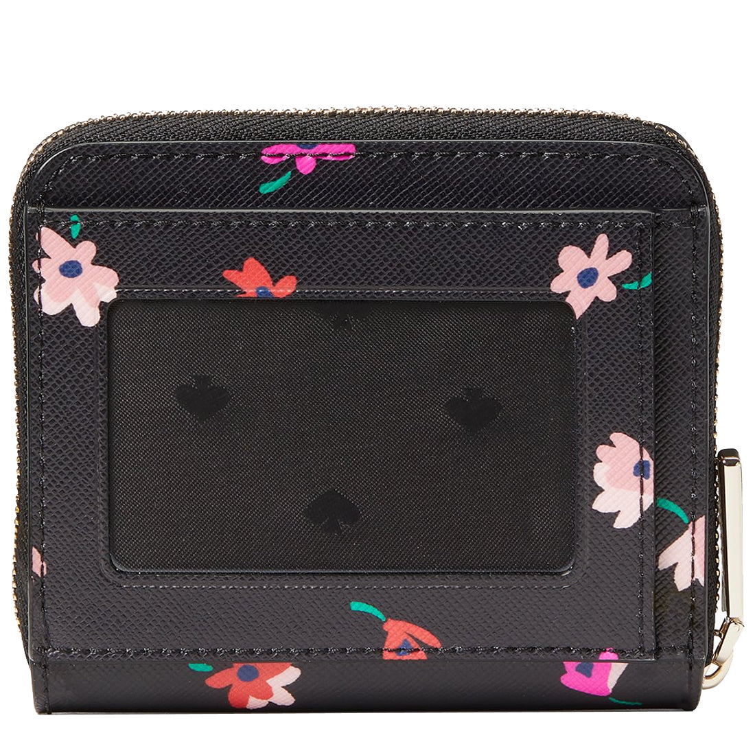 Kate Spade Staci Ditsy Buds Small Zip Around Wallet in Black Multi wlr