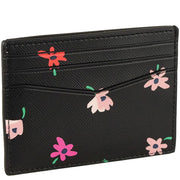 Kate Spade Staci Ditsy Buds Small Slim Cardholder in Black Multi wlr00604