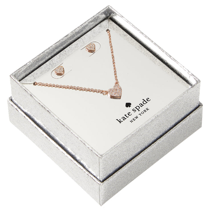 Buy Kate Spade Yours Truly Pave Studs Earrings and Mini Pendant Necklace Boxed Set in Rose Gold o0r00112 Online in Singapore | PinkOrchard.com