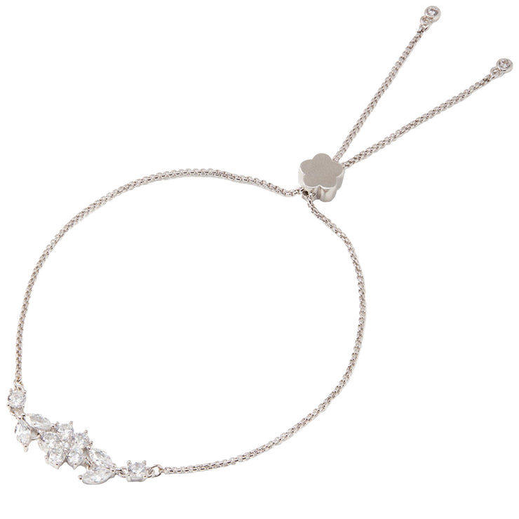 Kate Spade Gleaming Gardenia Flower Slider Bracelet in Clear/ Silver o0ru3094