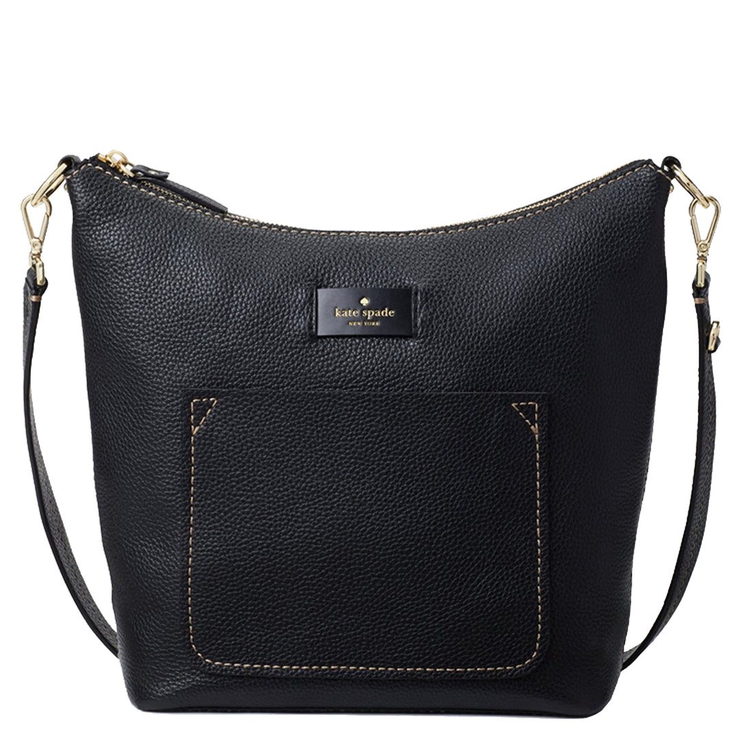 kate spade ブラック ボディバッグ Kate Spade Black Leather Zip Small Rectangular Crossbody Bag V095