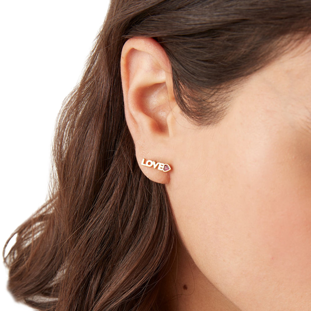 Kate Spade Love You Mom Love Mini Studs Earrings in Pink Ruby k6795 PinkOrchard
