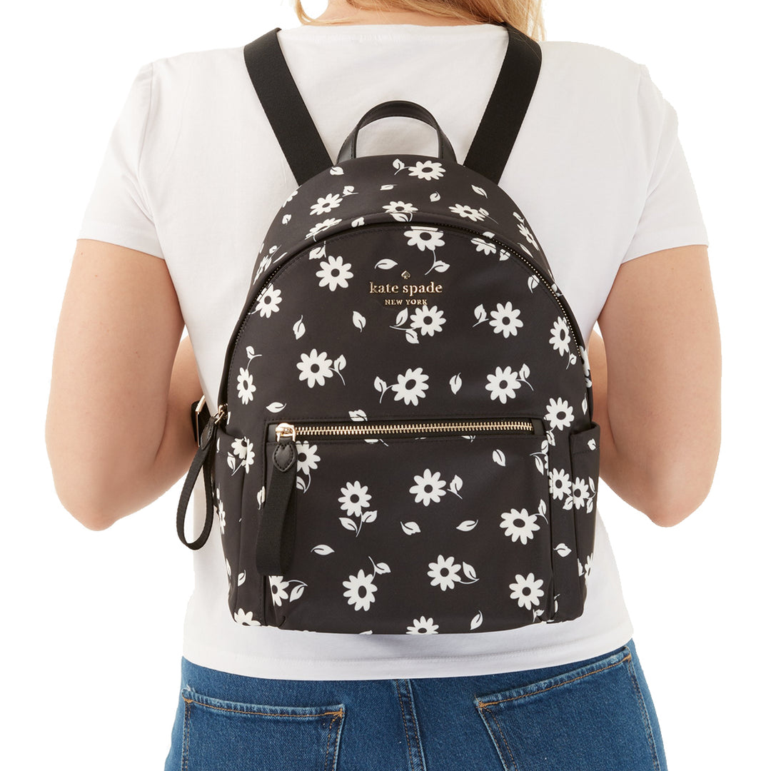 Kate Spade Chelsea Daisy Print Medium Backpack Bag in Black Multi k607 –