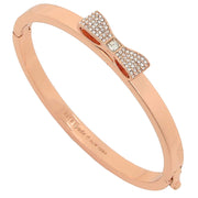 Kate Spade Ready Set Bow Pave Bow Bangle Bracelet in Clear/ Rose Gold o0ru1567