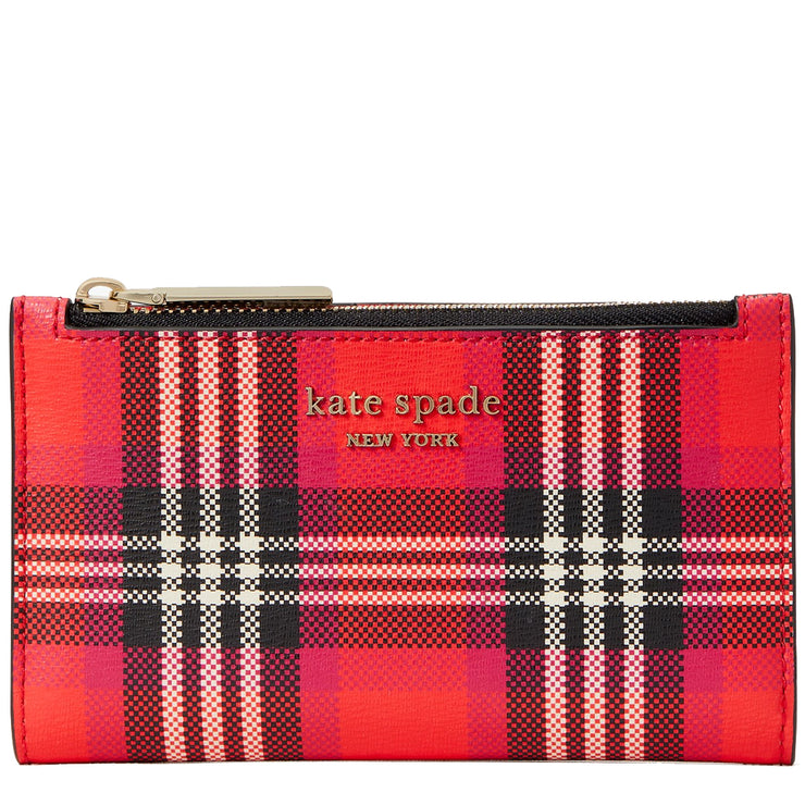 Kate Spade Spencer Foliage Plaid Small Slim Bifold Wallet