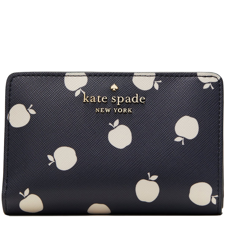 Kate Spade Staci Large White Apple Compartment Bifold Wallet k8304