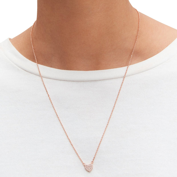 Buy Kate Spade Yours Truly Pave Heart Mini Pendant Necklace in Clear/ Rose Gold o0r00150 Online in Singapore | PinkOrchard.com