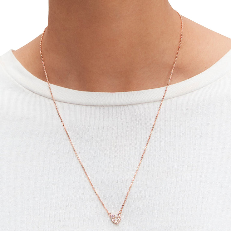 Buy Kate Spade Yours Truly Pave Heart Mini Pendant Necklace in Clear/ Rose Gold o0r00150 Online in Singapore | PinkOrchard.com