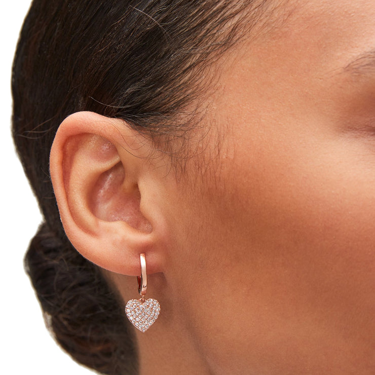 Buy Kate Spade Yours Truly Pave Heart Drop Earrings in Clear/ Rose Gold o0r00153 Online in Singapore | PinkOrchard.com