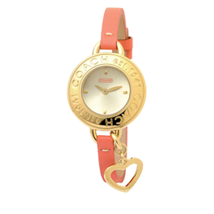 Coach Ladies' Coral Leather Strap Watch w Star Charm