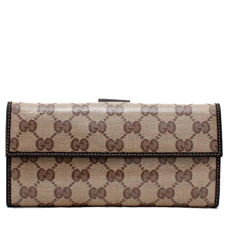 Gucci GG Crystal Signoria Buckle Continental Wallet- Brown