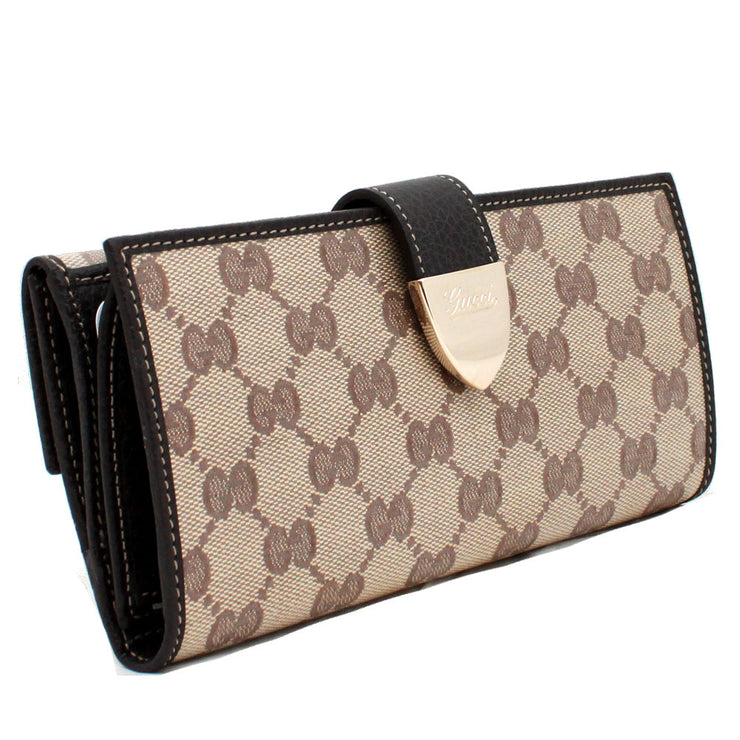 Gucci GG Crystal Signoria Buckle Continental Wallet- Brown