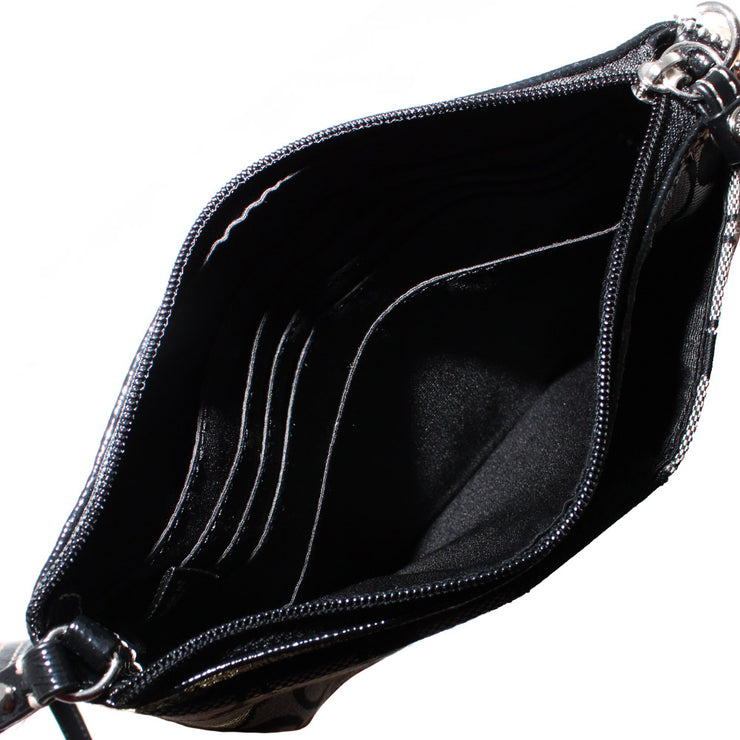 Coach Signature Stripe Large Wristlet- Black