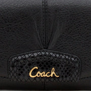 Coach Ashley Leather Compact Clutch Wallet- Black