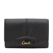 Coach Ashley Leather Compact Clutch Wallet- Black