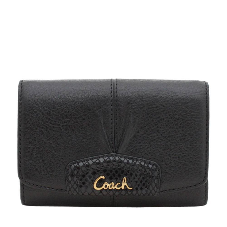 Coach Ashley Leather Compact Clutch Wallet- Black