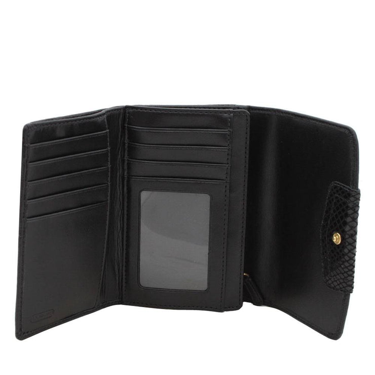 Coach Ashley Leather Compact Clutch Wallet- Black