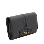 Coach Ashley Leather Compact Clutch Wallet- Black