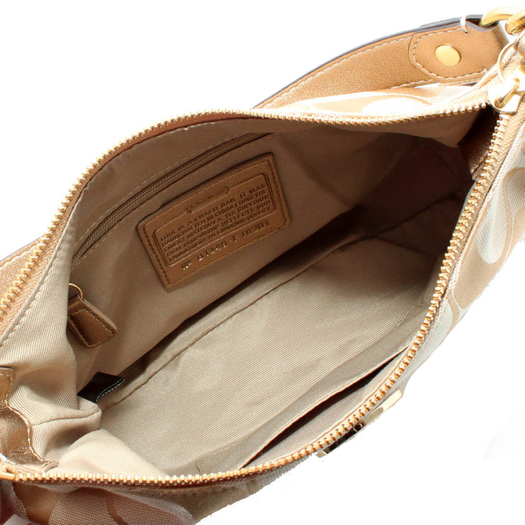 Coach Signature Stripe Multi-Stripe Demi Convertible Hobo Bag- Light Khaki