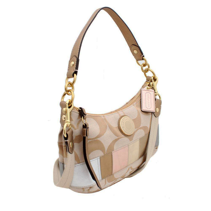 Coach Signature Stripe Multi-Stripe Demi Convertible Hobo Bag- Light Khaki