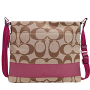 Coach Signature Stripe File Bag- Khaki Berry