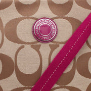 Coach Signature Stripe File Bag- Khaki Berry