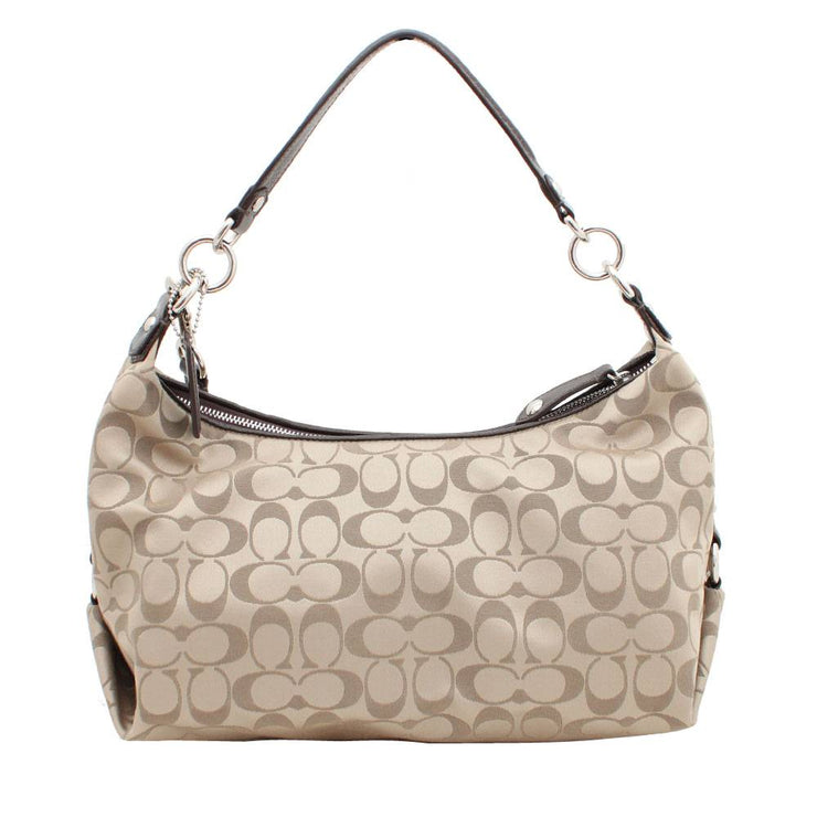 Coach Ashley Signature Convertible Hobo Bag- Khaki Mahagony