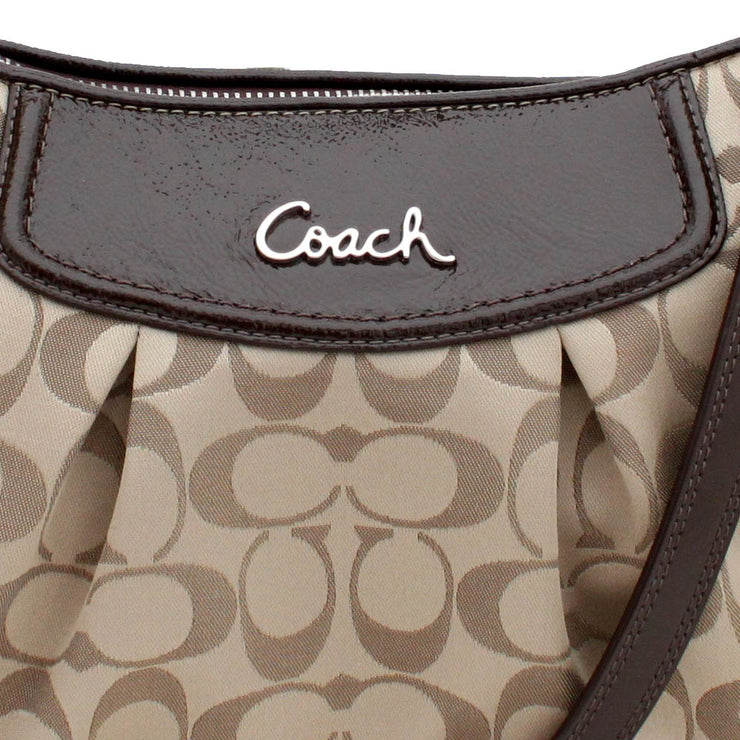 Coach Ashley Signature Convertible Hobo Bag- Khaki Mahagony