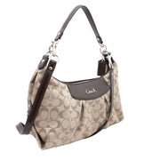 Coach Ashley Signature Convertible Hobo Bag- Khaki Mahagony