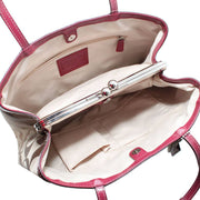 Coach Signature Stripe Framed Carryall Bag- Khaki Cranberry