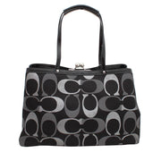 Coach 3-Colour Signature Stripe Framed Carryall Bag- Black Multi