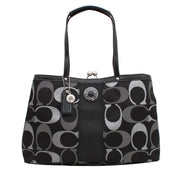 Coach 3-Colour Signature Stripe Framed Carryall Bag- Black Multi