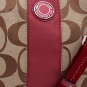 Coach Signature Stripe Convertible Hobo Bag- Khaki Cranberry