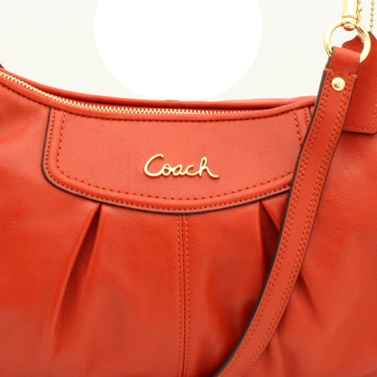 Coach Ashley Leather Convertible Hobo Bag- Vermillion