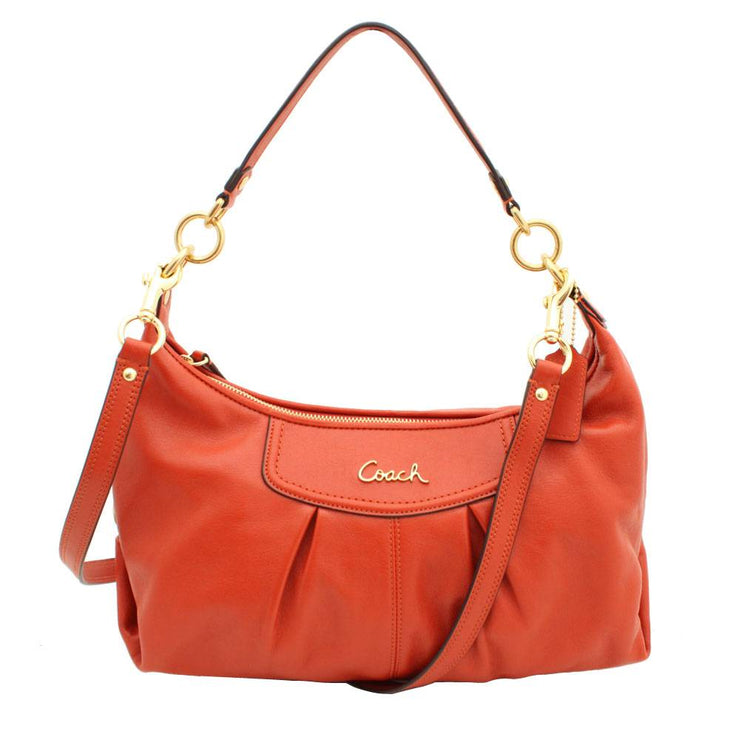 Coach Ashley Leather Convertible Hobo Bag- Vermillion