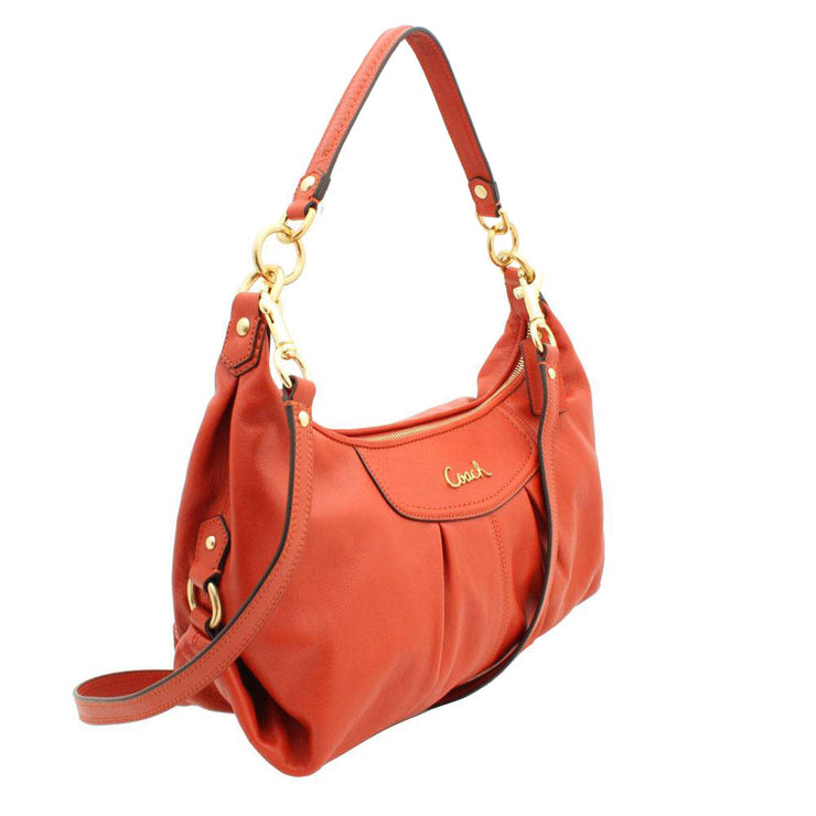 Coach Ashley Leather Convertible Hobo Bag- Vermillion