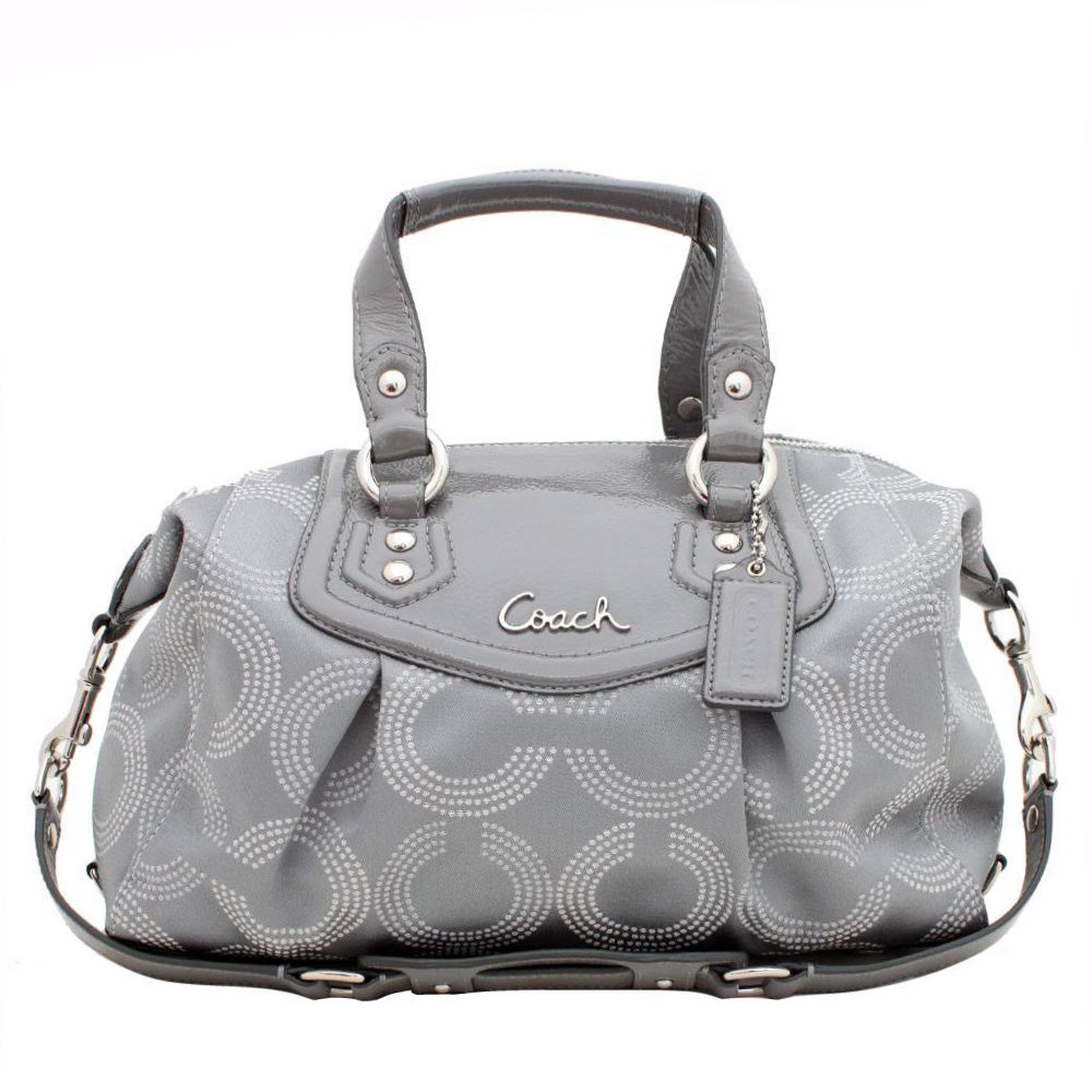 Coach Ashley Dotted Op Art Convertible Satchel Bag- Grey