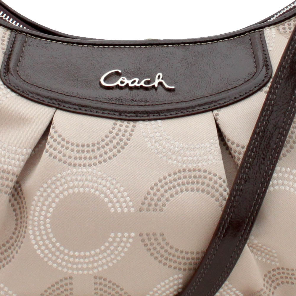 Coach Ashley Dotted Op Art Convertible Hobo Bag- Khaki