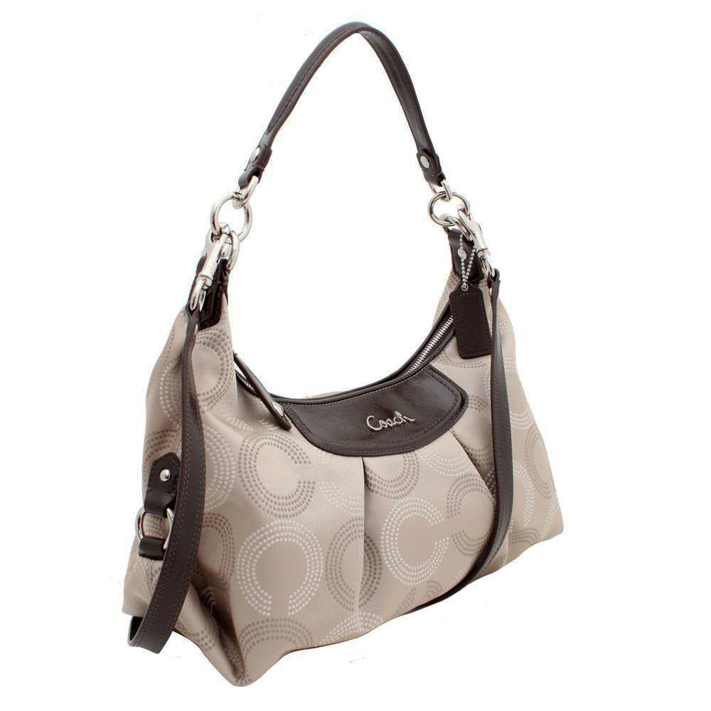 Coach Ashley Dotted Op Art Convertible Hobo Bag- Khaki Coach Ashley Dotted Op Art Convertible Hobo Bag- Khaki