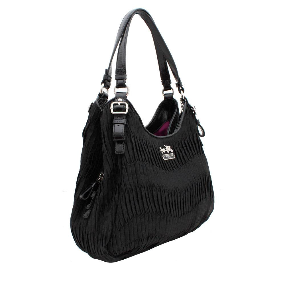 Coach Madison Gathered Signature Maggie Bag- Black – PinkOrchard.com