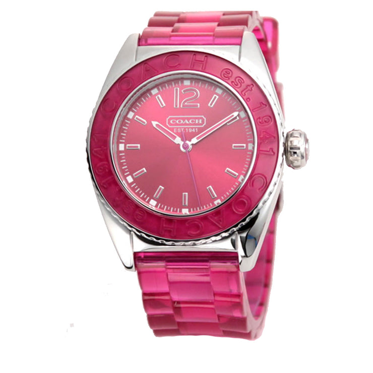 Coach Ladies' Hot Pink Jelly Strap Boyfriend Watch