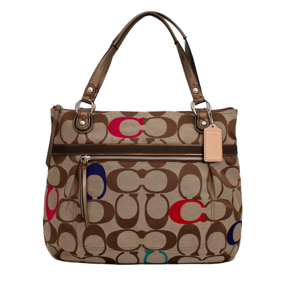 Coach Bag 21184 Poppy Embroidered Signature C Glam Tote
