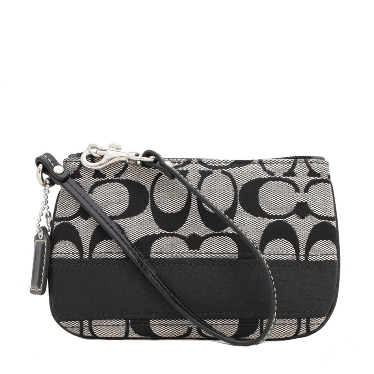 Coach Signature Stripe Wristlet-Black