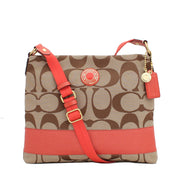 Coach Signature Stripe File Bag- Khaki Persimmon