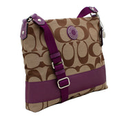 Coach Signature Stripe File Bag- Khaki Purple