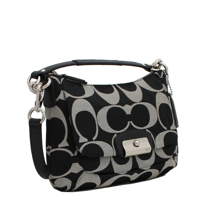 Coach Kristin Op Art Metallic East West Crossbody Bag- Black White Black