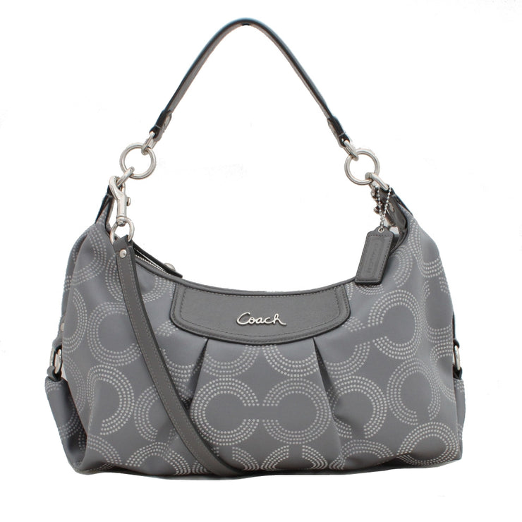 Coach Ashley Dotted Op Art Convertible Hobo Bag- Grey