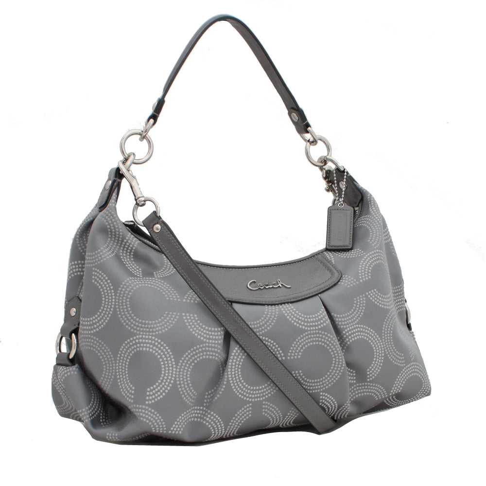 Coach Ashley Dotted Op Art Convertible Hobo Bag- Grey